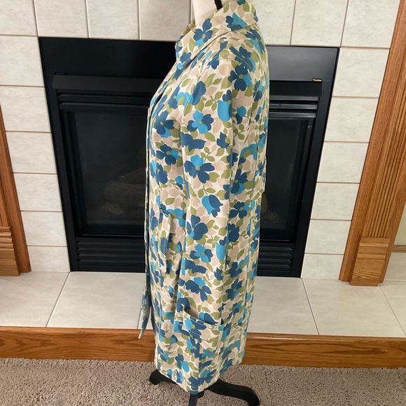 Vintage Y2K Old Navy Retro 60’s Style Floral Print Trench Coat, Women’s Sz S - Picture 4 of 11